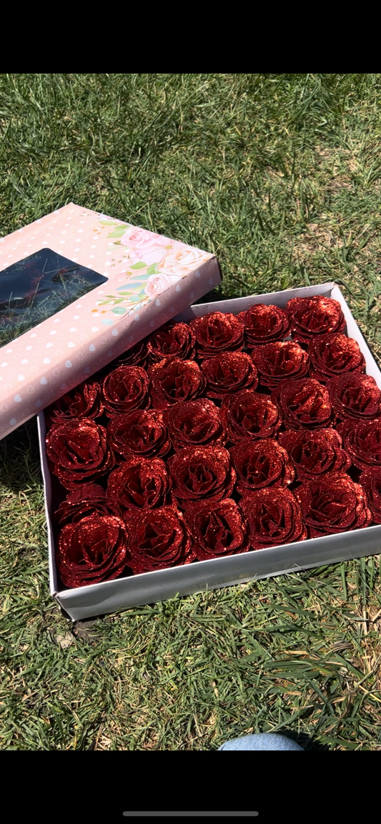 30 artificial glitter roses
