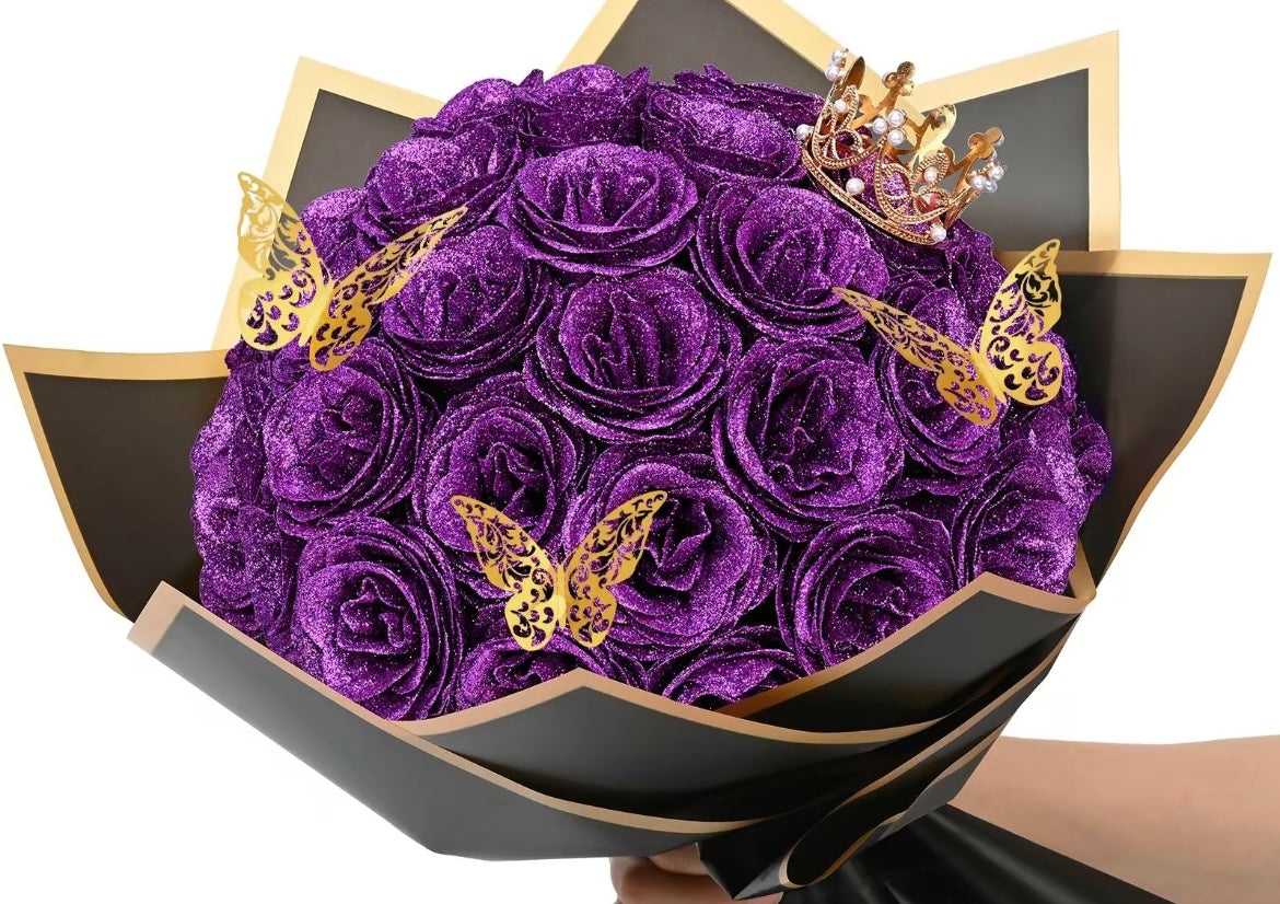 30 artificial glitter roses