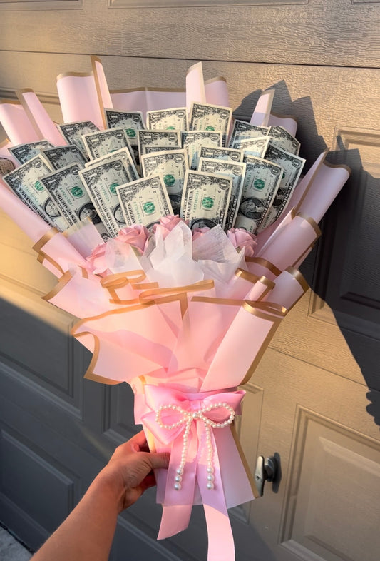$1 bill Flat money bouquet ($25 cash inside )