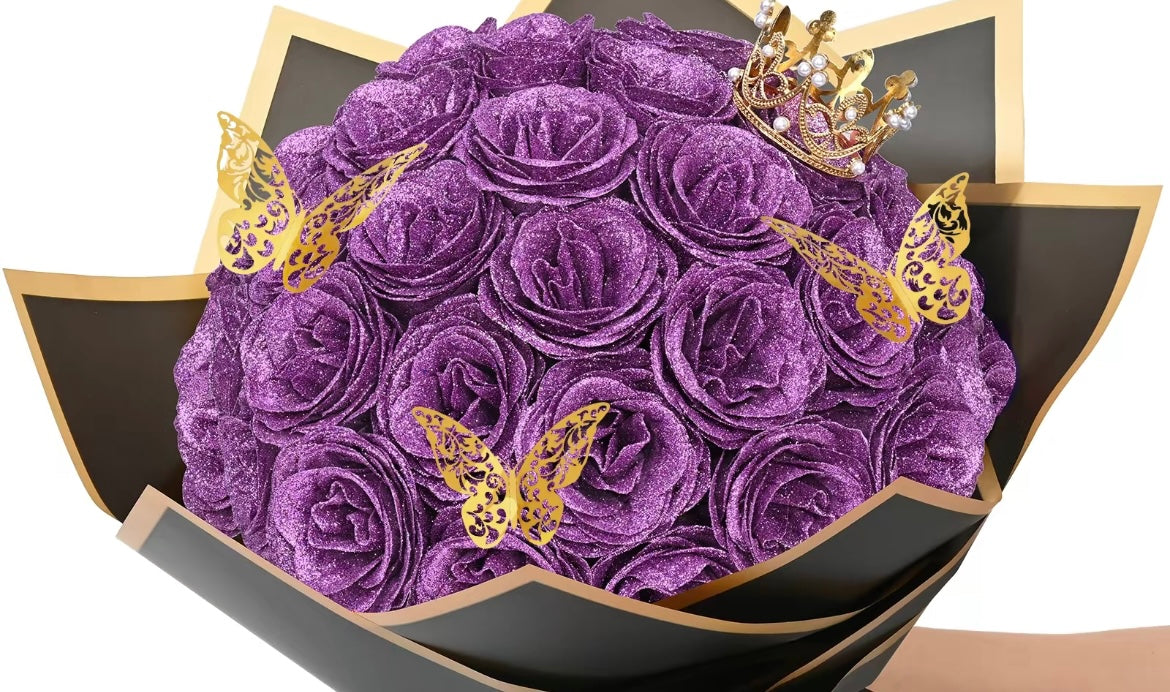 30 artificial glitter roses