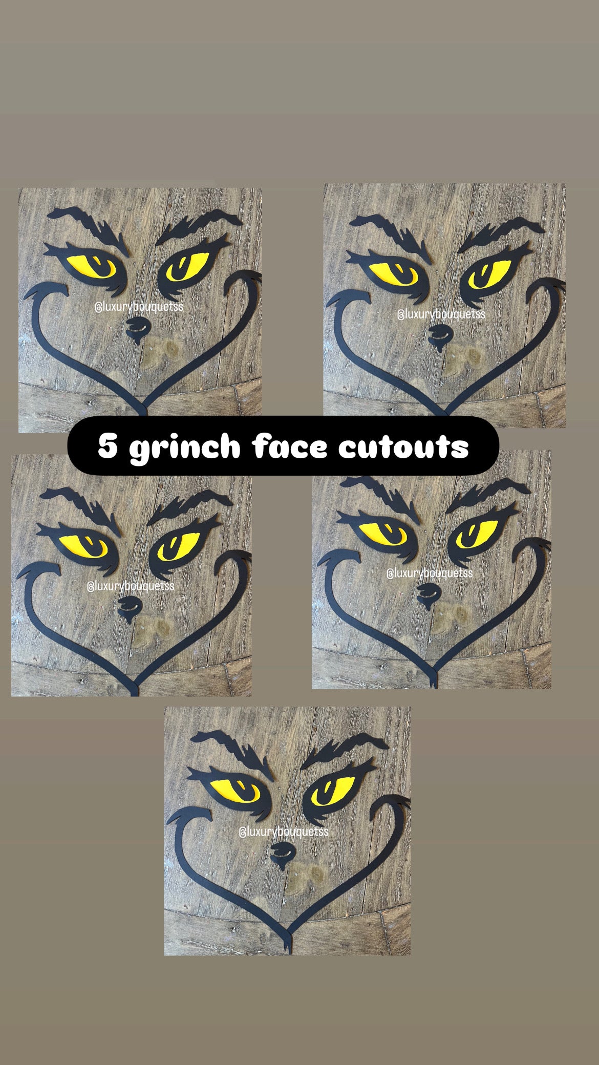 5 grinch face cutouts